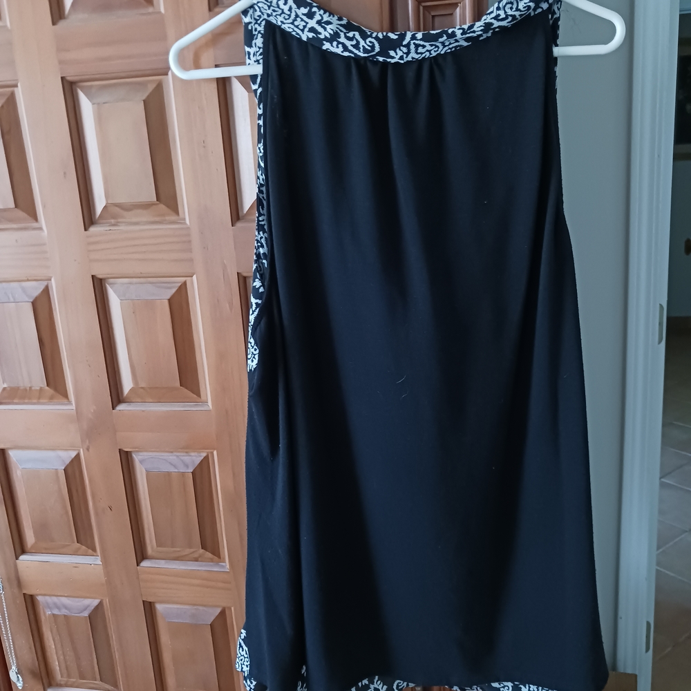 3/$30 Black and White Printed Cowl Neck Women's Blouse - Picture 2 of 5